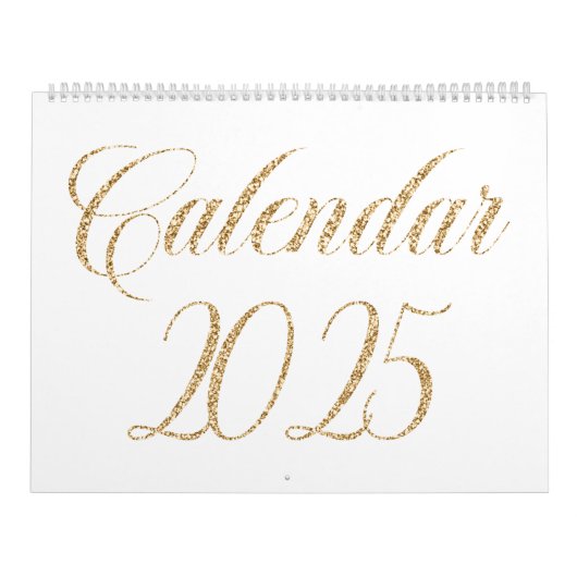 Elegant White Minimalistisch| Gold Script Letters Kalender (Titelbild)