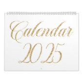 Elegant White Minimalistisch| Gold Script Letters Kalender (Titelbild)