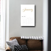 Elegant White Minimalistisch| Gold Script Letters Kalender