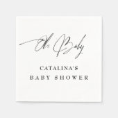 Elegant White Minimalistisch Script Baby Shower Na Serviette (Vorderseite)