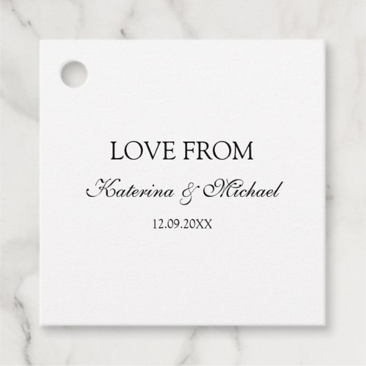 Elegant White Minimalistisch Wedding Script Gesche Geschenkanhänger (Vorderseite)
