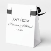 Elegant White Minimalistisch Wedding Script Gesche Geschenkschachtel (Rückseite)