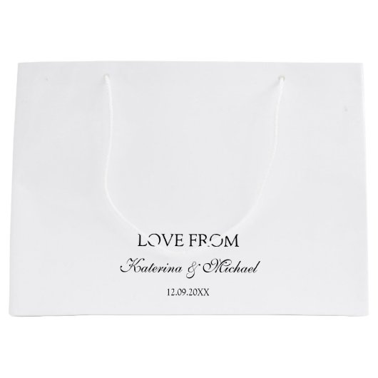 Elegant White Minimalistisch Wedding Script Gesche Große Geschenktüte (Vorderseite)