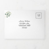 Elegant White mit Eukalyptus Trim Wedding Dreifach Gefaltete Einladung (Cover)