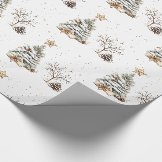 Elegant White New Year Frosted Tree pine Geschenkpapier (Ecke)