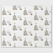 Elegant White New Year Frosted Tree pine Geschenkpapier (Flach)