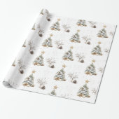 Elegant White New Year Frosted Tree pine Geschenkpapier (Ungerollt)