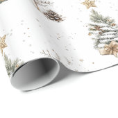 Elegant White New Year Frosted Tree pine Geschenkpapier (Rolleneckpunkt)