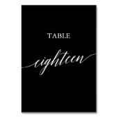 Elegant White on Black Calligraphy Table Achtzehn Tischnummer (Rückseite)