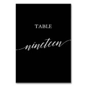 Elegant White on Black Calligraphy Table Neunzehn Tischnummer (Rückseite)