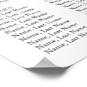 Elegant White Orchid Boho 12 Tables SITZENDE CHART Poster (Ecke)