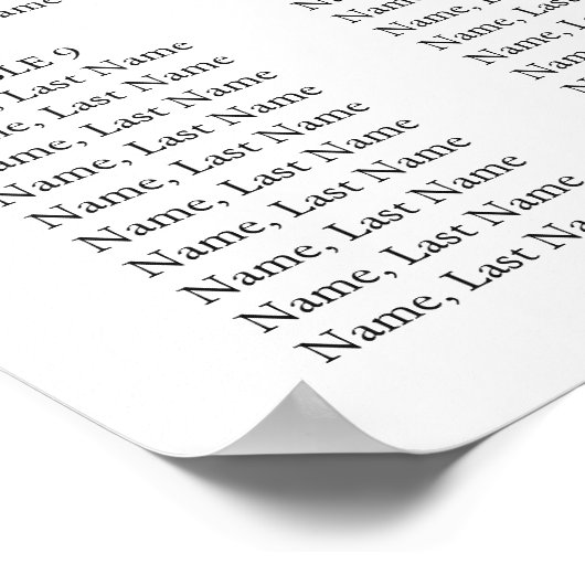 Elegant White Orchid Boho 12 Tables SITZENDE CHART Poster (Ecke)