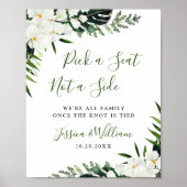 Elegant White Orchid Boho Wedding Ceremony Seating Poster (Vorne)