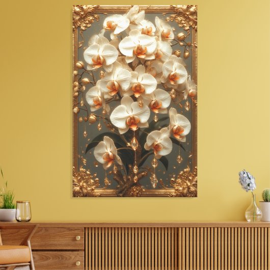 Elegant White Orchid Bouquet Leinwanddruck (Insitu (Wohnzimmer))