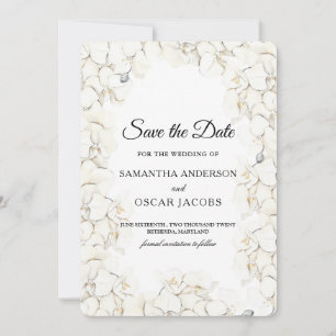 Elegant White Orchid Floral Save The Date