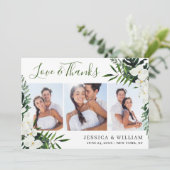 Elegant White Orchids Bohemian Wedding 3 PHOTO Dankeskarte (Stehend Vorderseite)