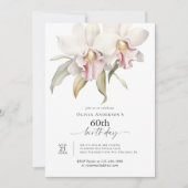 Elegant White Orchids Floral 60th Birthday Einladung (Vorderseite)