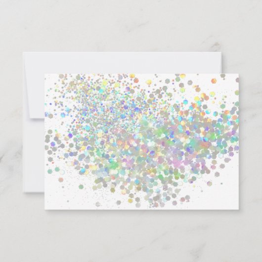 ELEGANT WHITE PASTEL HOLOGRAPHIC CUSTOM UAWG RSVP KARTE (Rückseite)