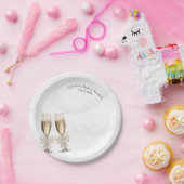 Elegant White Pearls & Prosecco Bridal Shower Pappteller (Party)