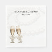 Elegant White Pearls & Prosecco Bridal Shower Serviette (Vorderseite)
