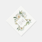 Elegant White Peonies Watercolor Floral Wedding Serviette (Ecke)
