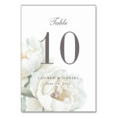 Elegant White Peonies Wedding Table Number Tischnummer (Vorderseite)
