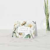 Elegant White Peonies Wedding Thank You Dankeskarte (Vorderseite)