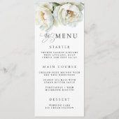 Elegant White Peony Floral Wedding Menu Menükarte (Vorderseite)
