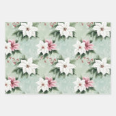 Elegant White Pink Christmas Poinsettias Geschenkpapier Set (Vorderseite 3)