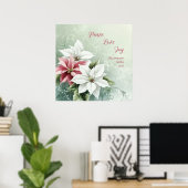Elegant White Pink Christmas Poinsettias Poster (Heimbüro)