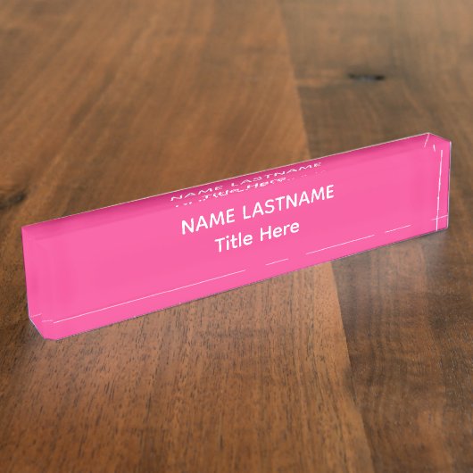 Elegant white & pink custom name Desk Nameplate Namensplakette (Seite)