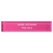 Elegant white & pink custom name Desk Nameplate Namensplakette (Vorderseite)