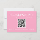 Elegant White Pink Minimalist QR Code Wedding RSVP Karte (Vorderseite)