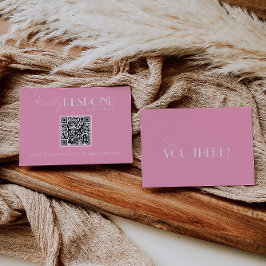 Elegant White Pink Minimalist QR Code Wedding RSVP Karte