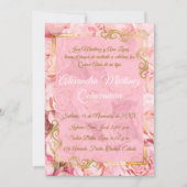 Elegant White Pink Rose Gold Floral Quinceñera Einladung (Vorderseite)