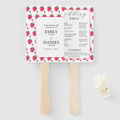 Elegant White & Pink Strawberry Wedding Fächer (Vorne und Hinten)