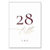 Elegant White Plum Burgundy Gold Die Hochzeit Tischnummer (Rückseite)