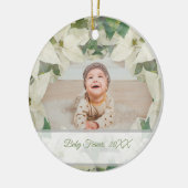 Elegant White Poinsettia Baby Photo Keramik Ornament (Links)