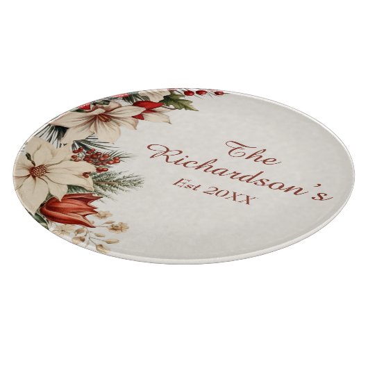 Elegant White Poinsettia Custom Christmas Schneidebrett (Ecke)