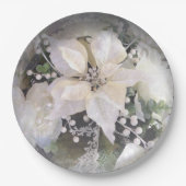 Elegant White Poinsettia Pappteller (Vorderseite)