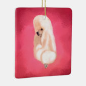 Elegant White Poodle Pastel Fuchsia Keramikornament (Rechts)