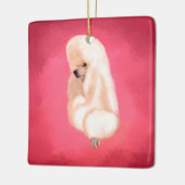 Elegant White Poodle Pastel Fuchsia Keramikornament (Links)