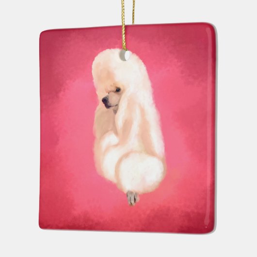 Elegant White Poodle Pastel Fuchsia Keramikornament (Links)