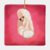 Elegant White Poodle Pastel Fuchsia Keramikornament (Rückseite)