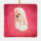 Elegant White Poodle Pastel Fuchsia Keramikornament (Vorderseite)
