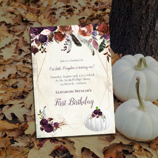 Elegant White Pumpkin Baby Erstgeburt Einladung