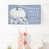 Elegant White Pumpkin Baby Shower Dusty Blue Banner (Insitu)