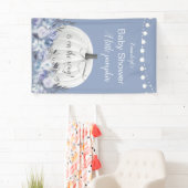Elegant White Pumpkin Dusty Blue Baby Shower Banner (Insitu)
