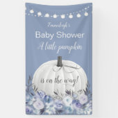 Elegant White Pumpkin Dusty Blue Baby Shower Banner (Vertikal)