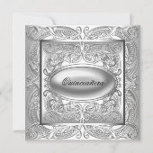 Elegant White Quinceanera Einladung (Vorderseite)